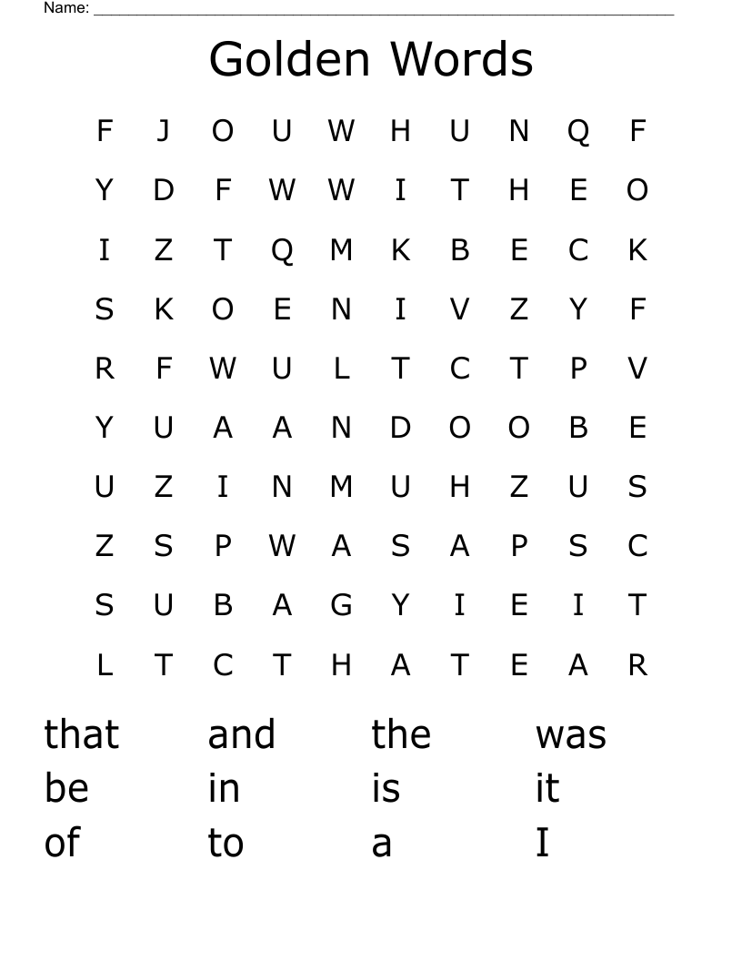 Golden Words Word Search