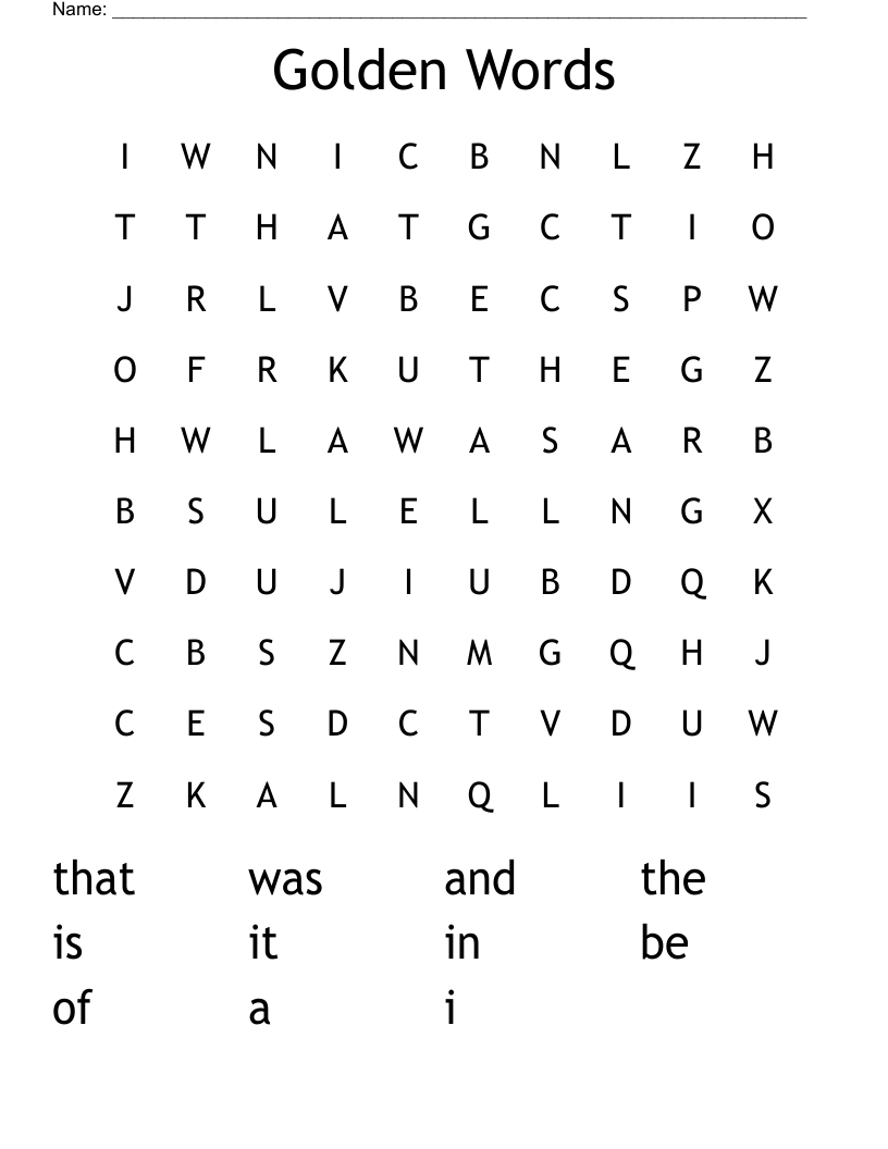 Golden Words Word Search