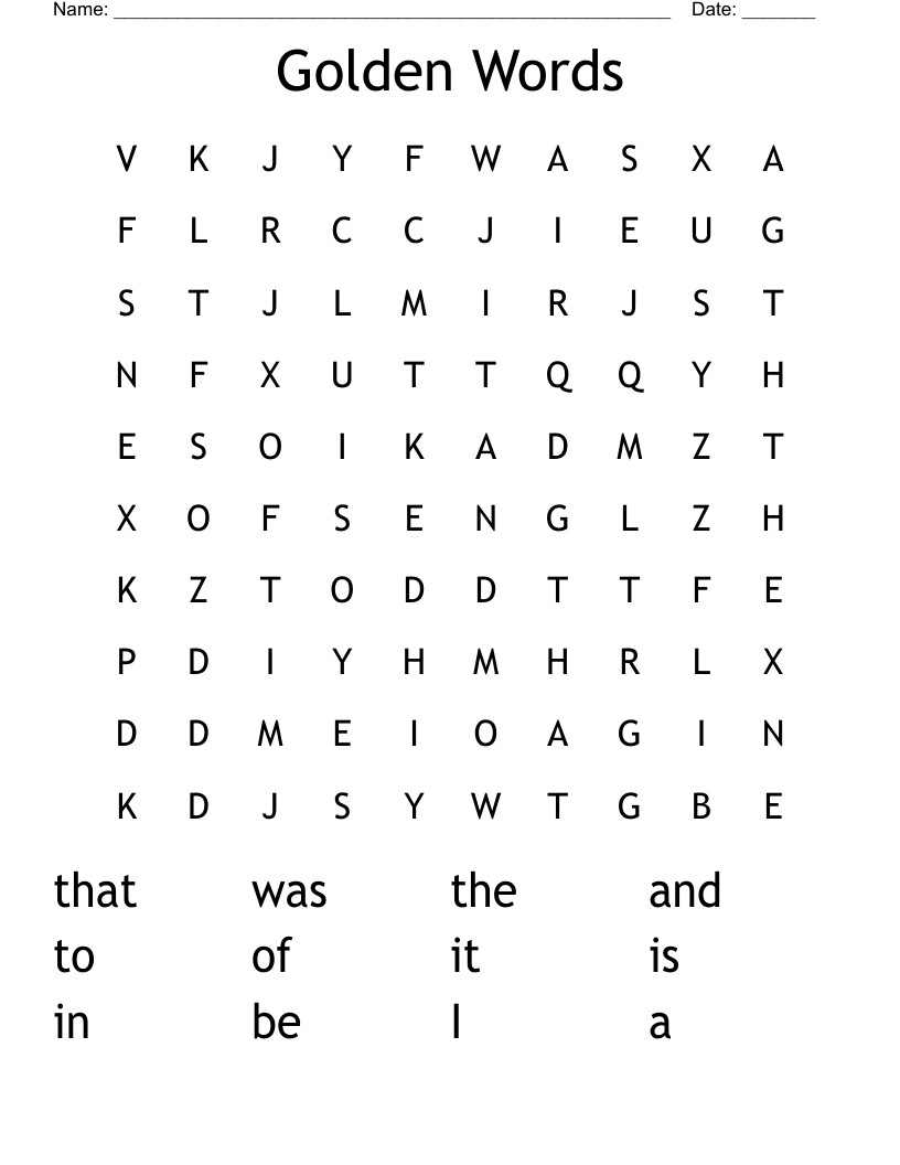 Golden Words Word Search