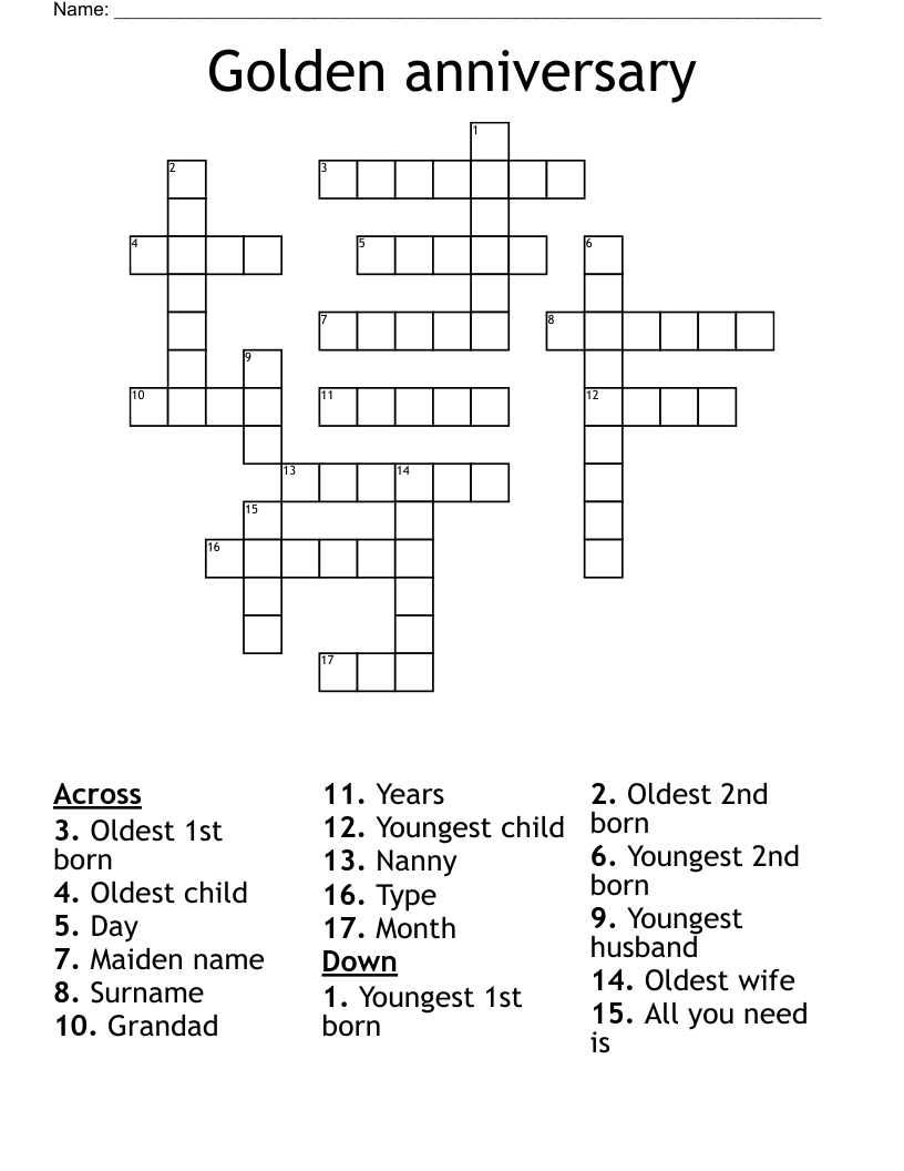 Golden anniversary  Crossword