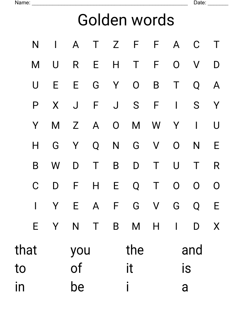 Golden words Word Search