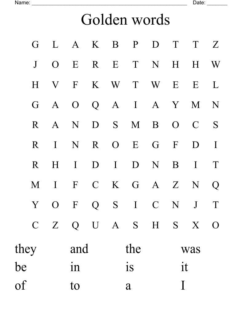 Golden words Word Search