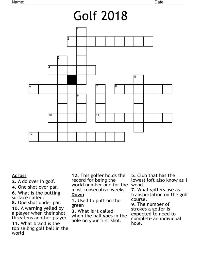 Golf 2018 Crossword