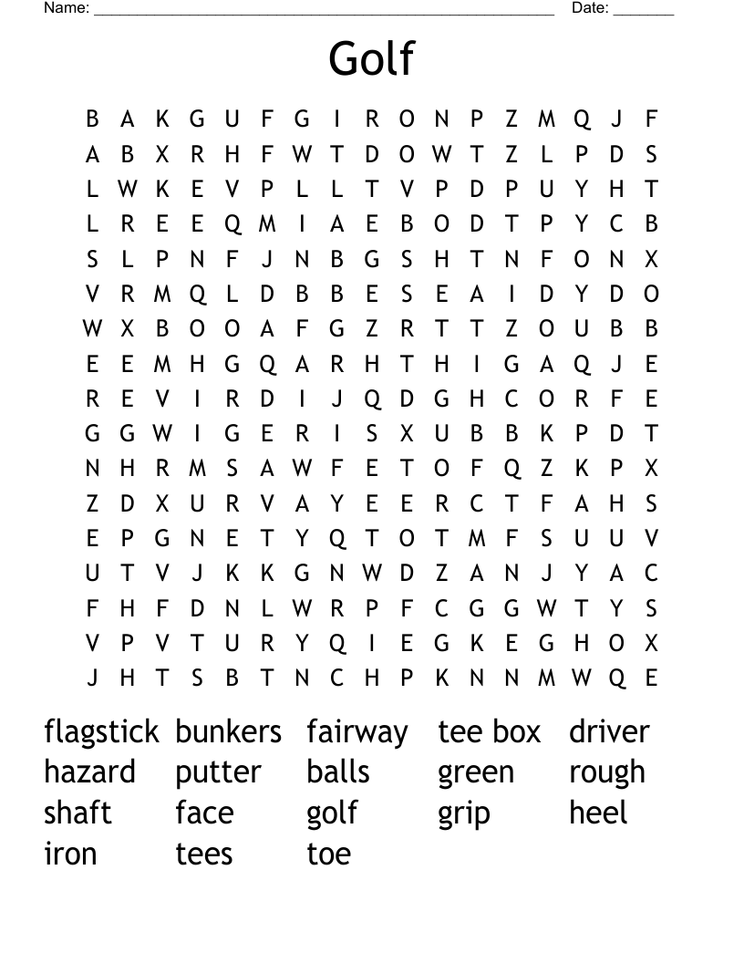 Golf Word Search