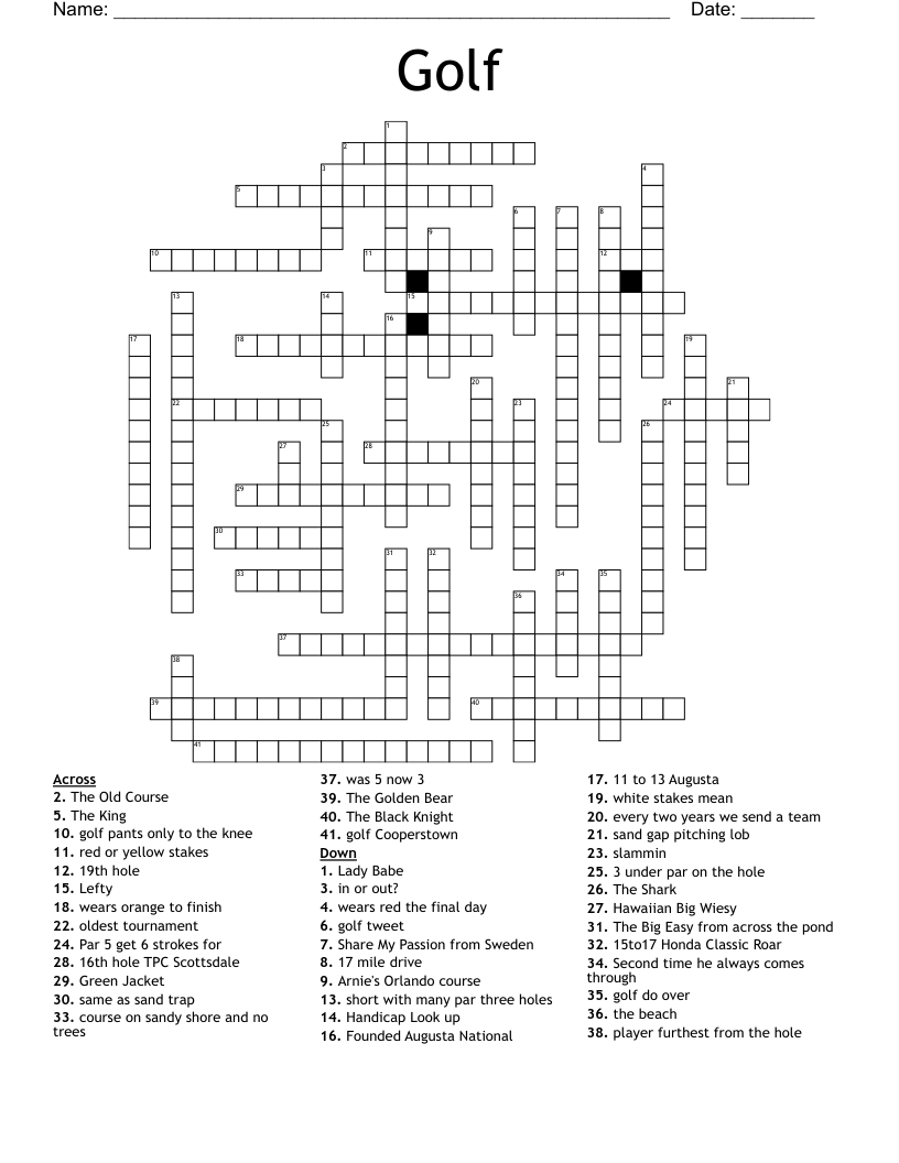 Golf Crossword