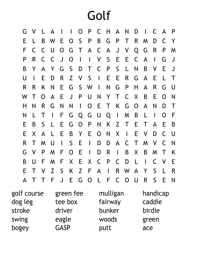 Golf Word Search