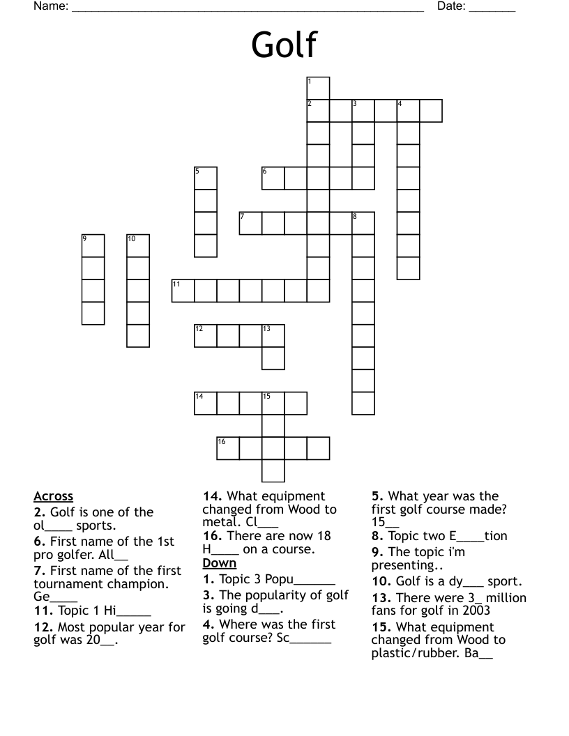 Golf Crossword