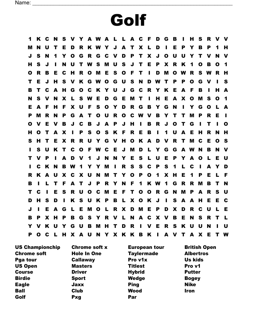 Golf Word Search