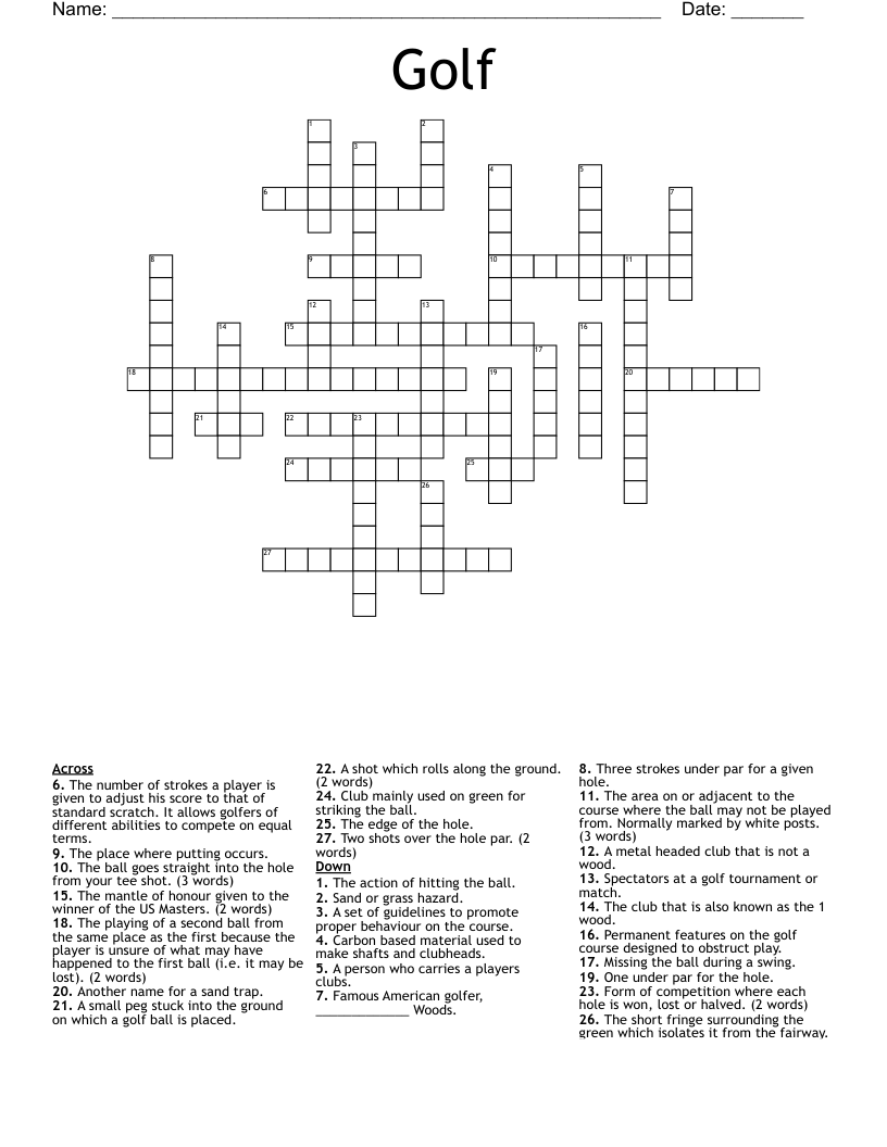 Golf Crossword