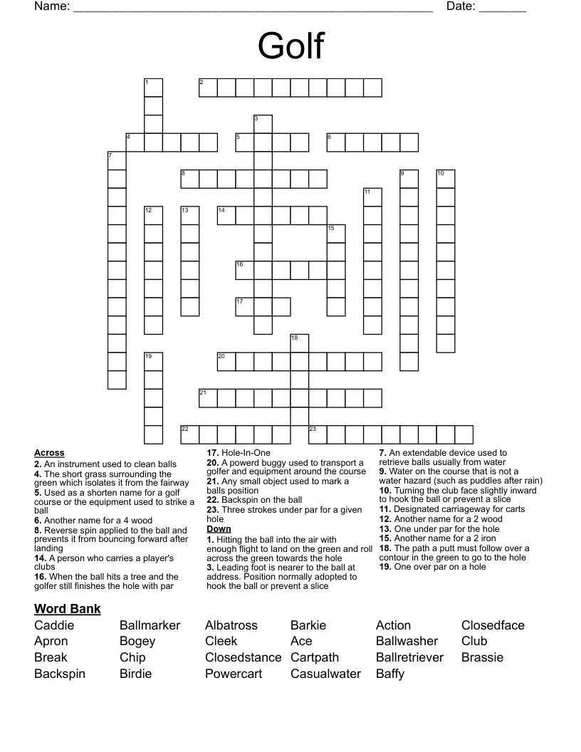 Golf Crossword