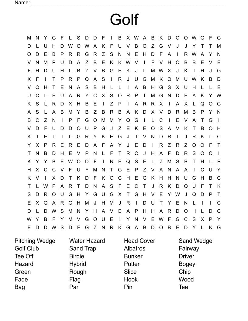 Golf Word Search