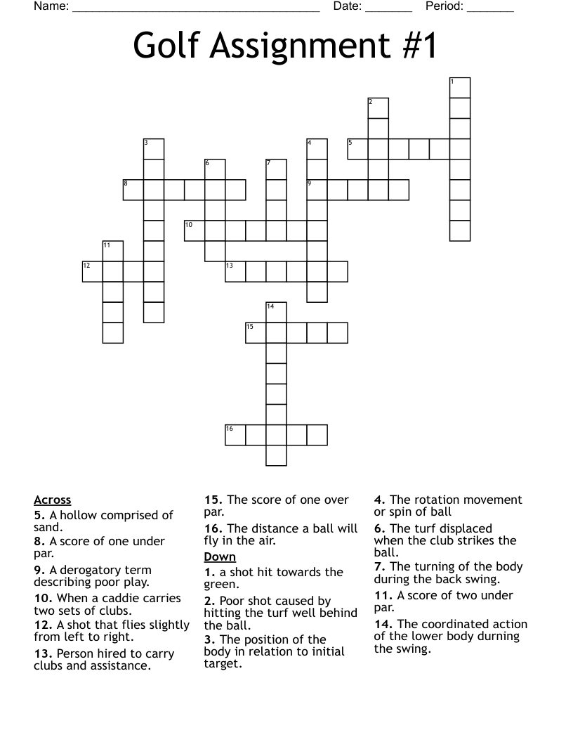 Golf Assignment #1 Crossword