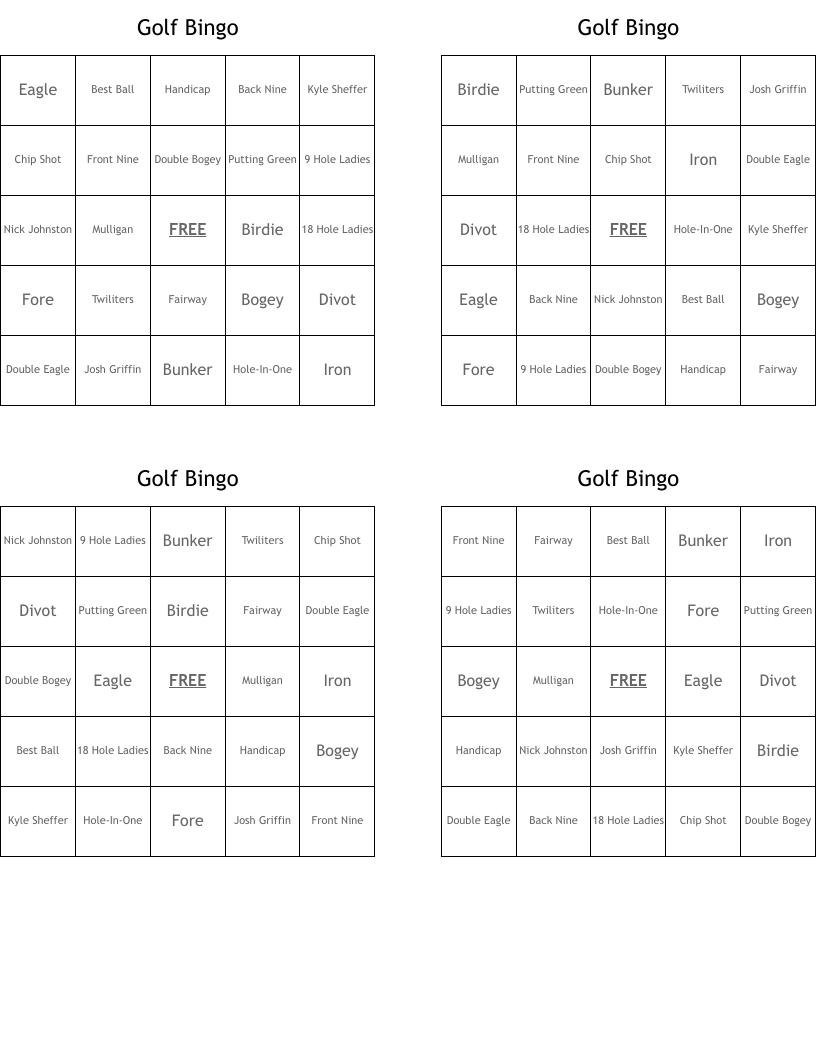 Golf Bingo
