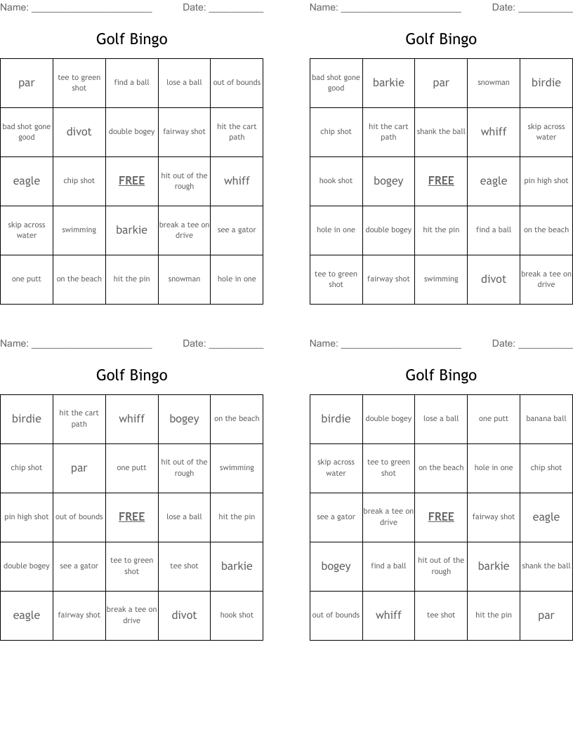 Golf Bingo