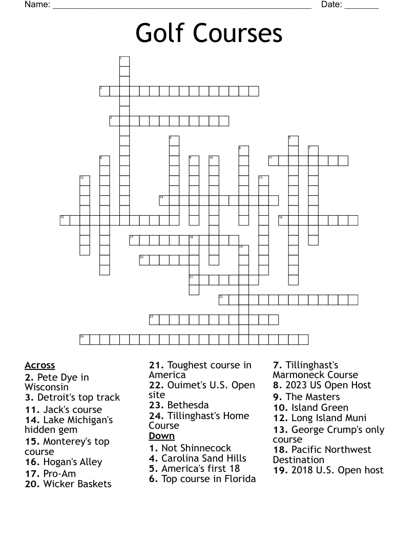 Golf Courses Crossword