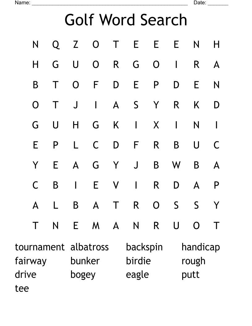 Golf Word Search