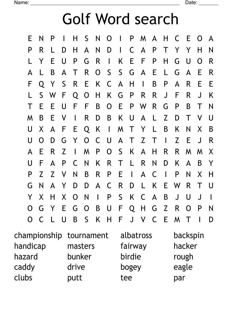 Golf Word search