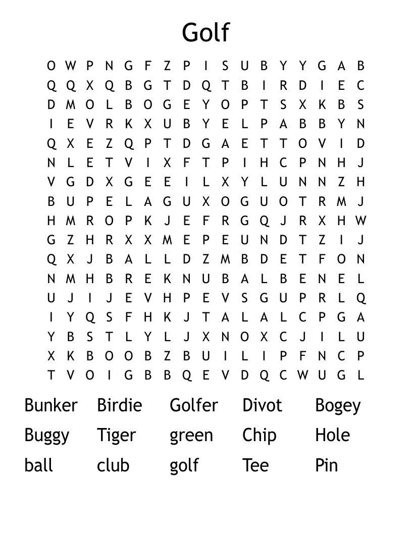 Golf  Word Search