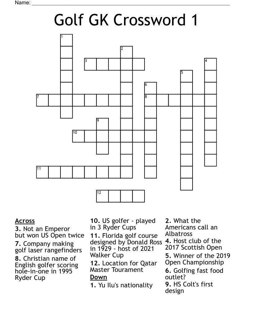 Golf  GK Crossword 1