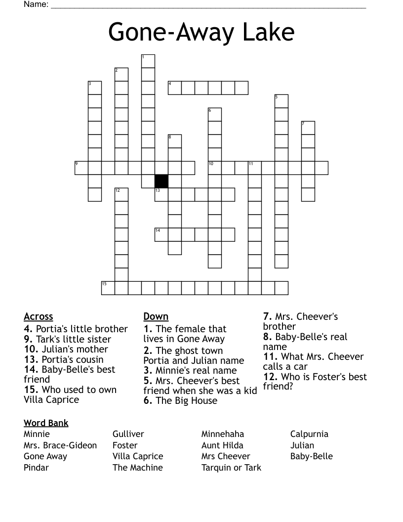 Gone-Away Lake Crossword