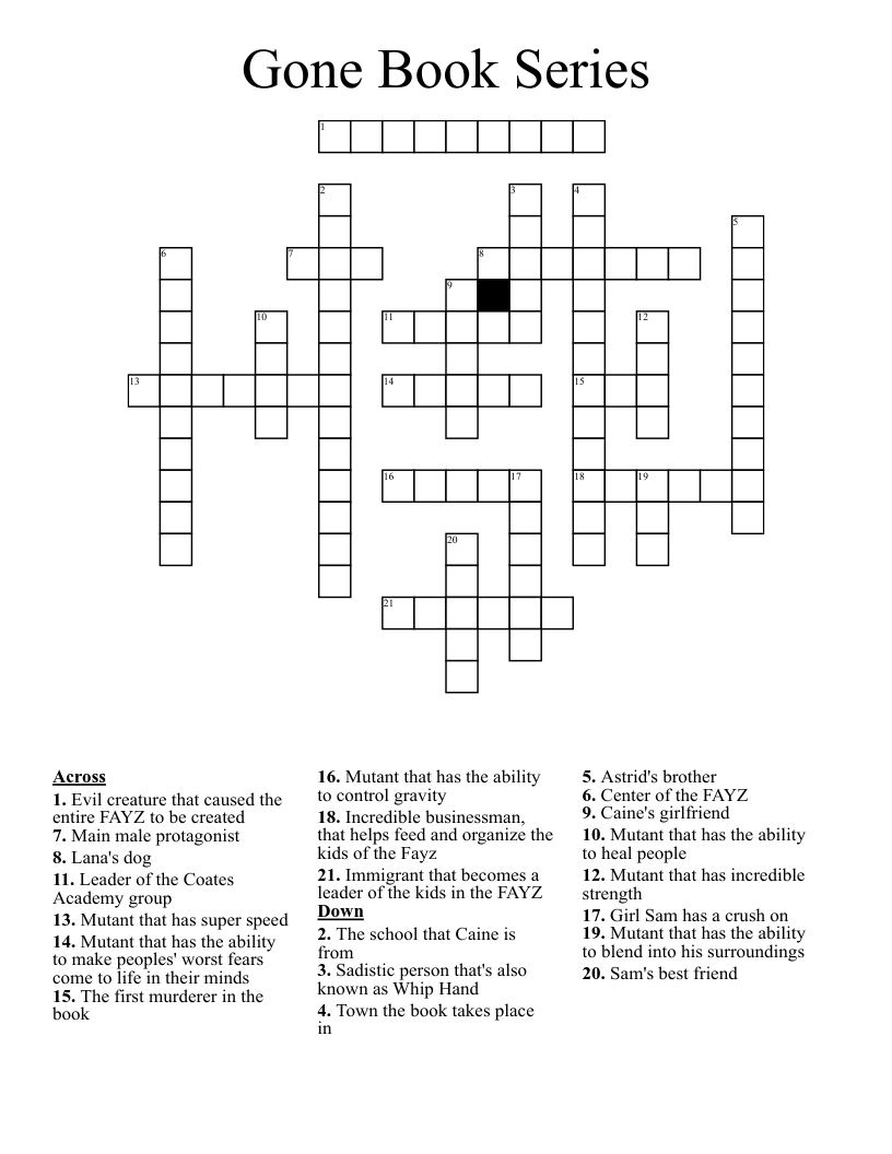 Gone Book Series Crossword