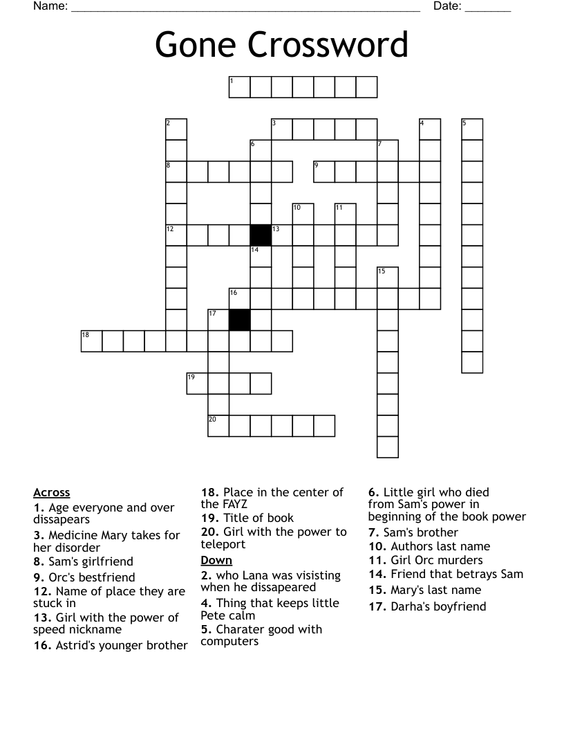 Gone Crossword