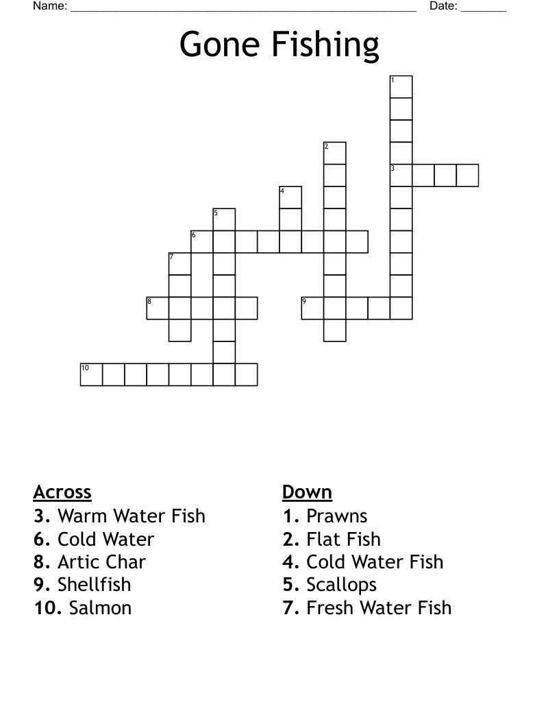 Gone Fishing Crossword