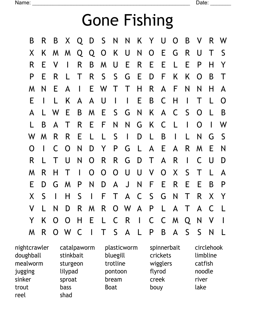 Gone Fishing Word Search