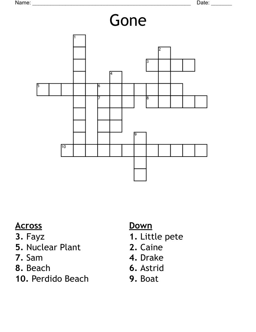 Gone  Crossword