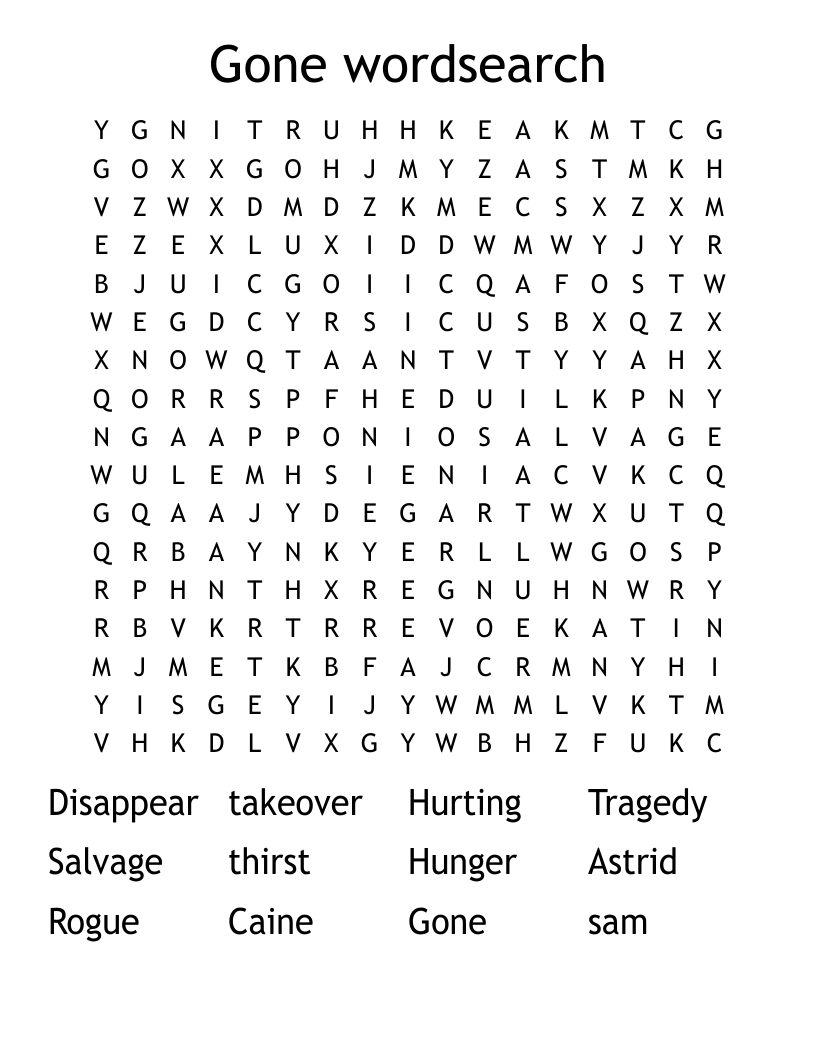 Gone wordsearch