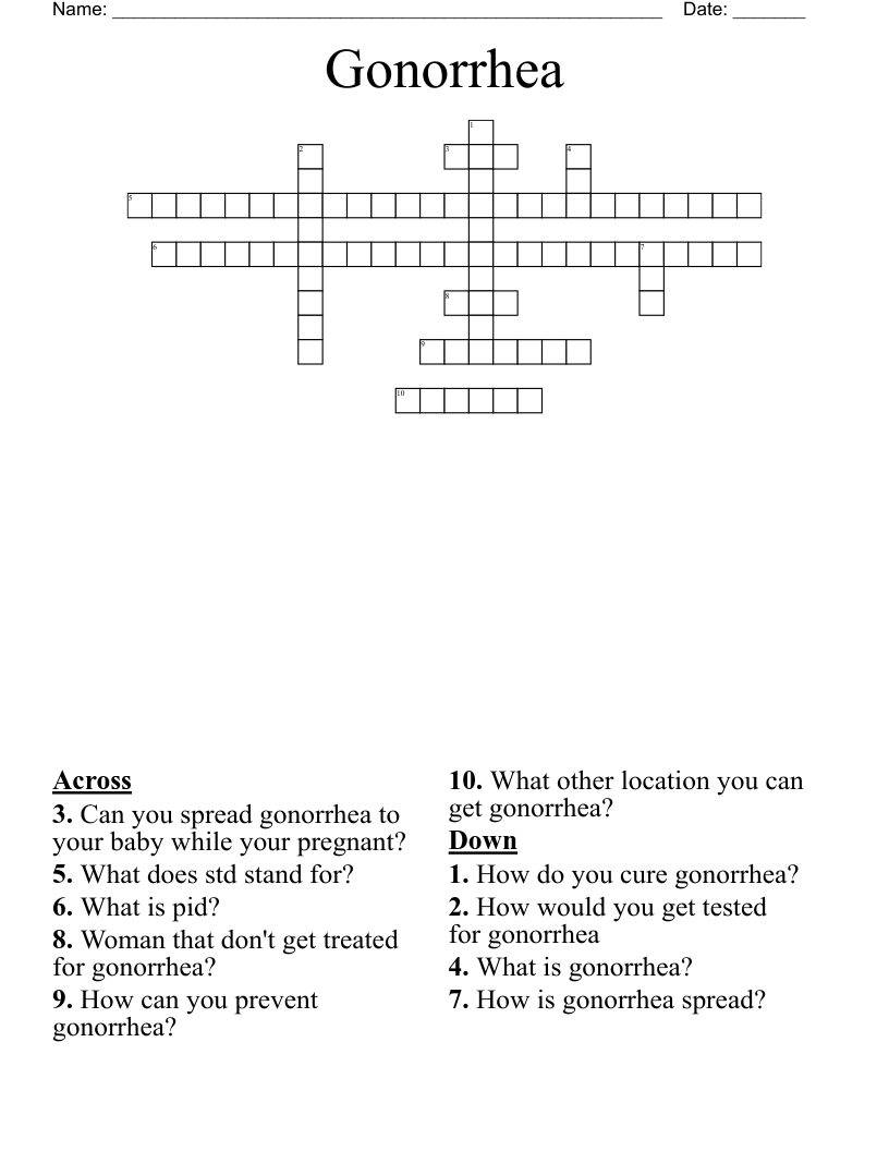 Gonorrhea Crossword
