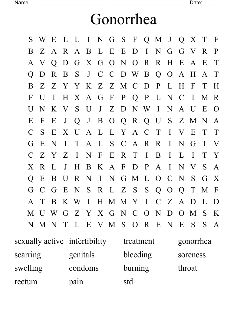 Gonorrhea Word Search