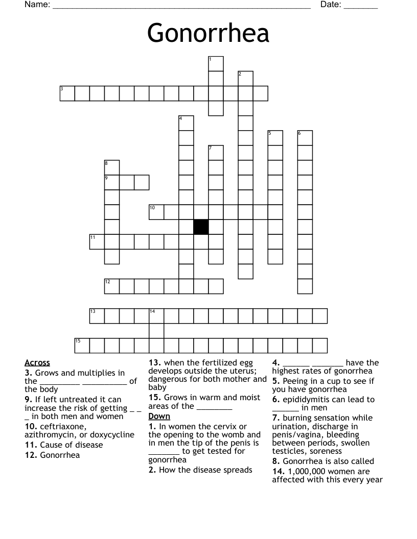 Gonorrhea Crossword