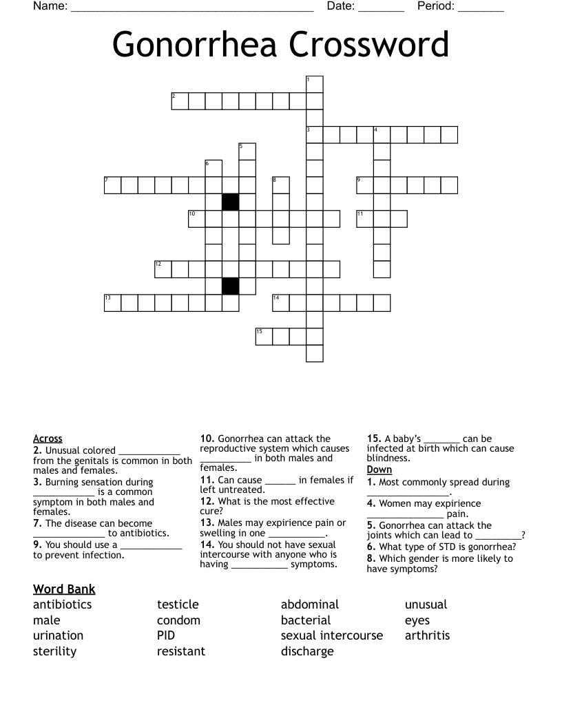 Gonorrhea Crossword