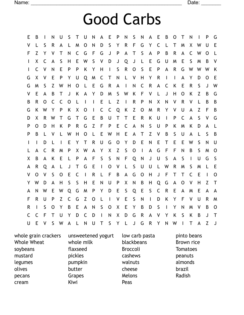 Good Carbs Word Search
