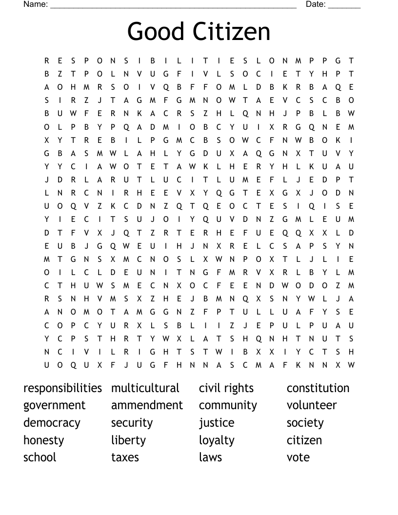 Good Citizen Word Search