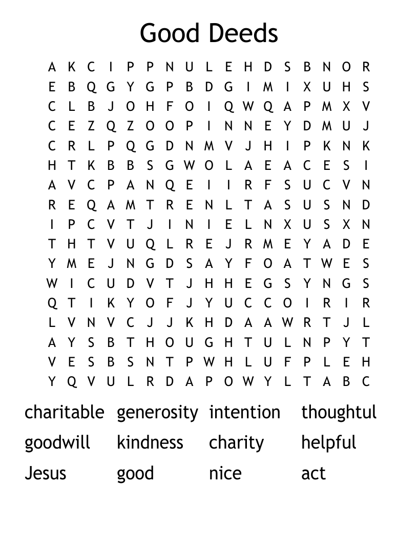 Good Deeds Word Search