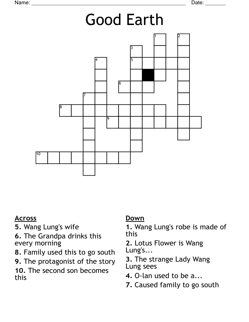 Good Earth Crossword