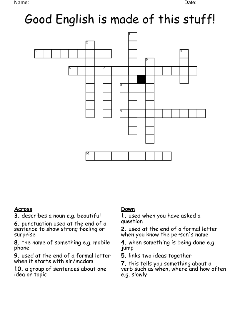 Good English is made of this stuff! Crossword