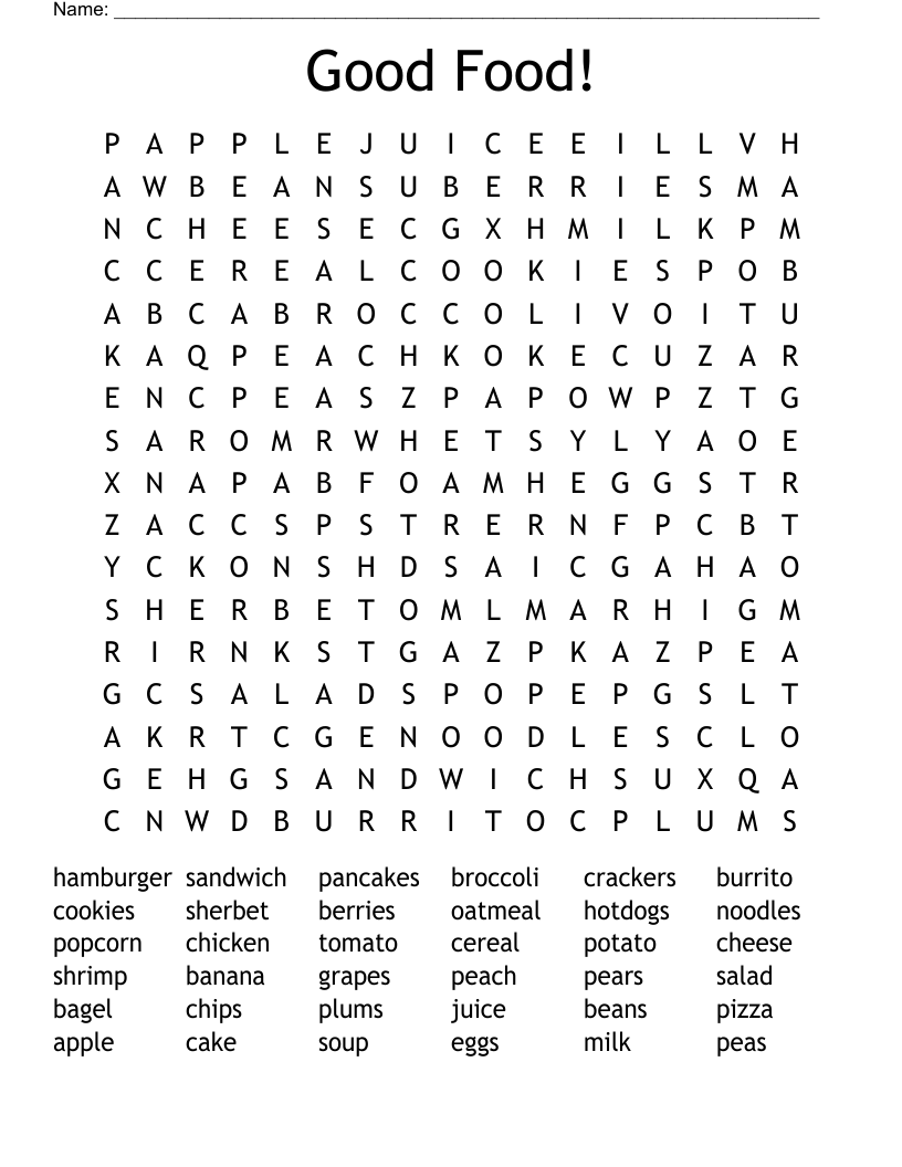 Good Food! Word Search