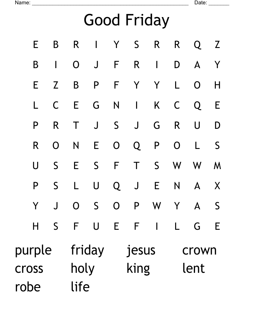 Good Friday Word Search