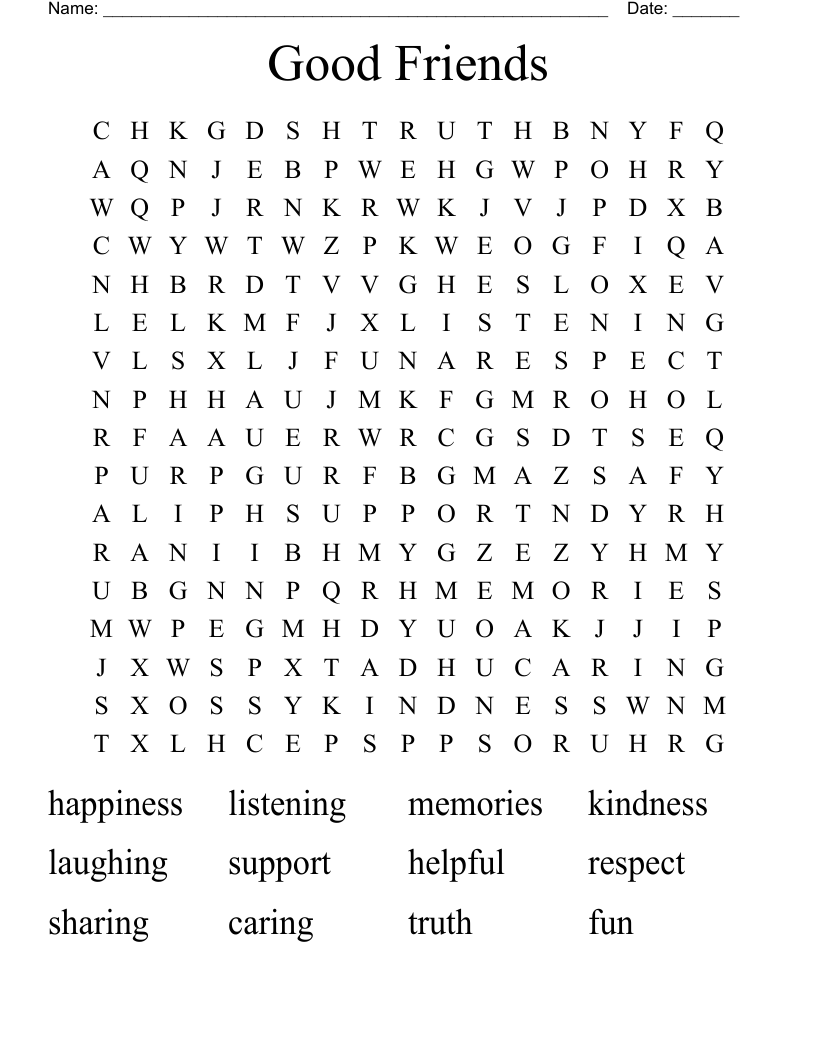 Good Friends Word Search