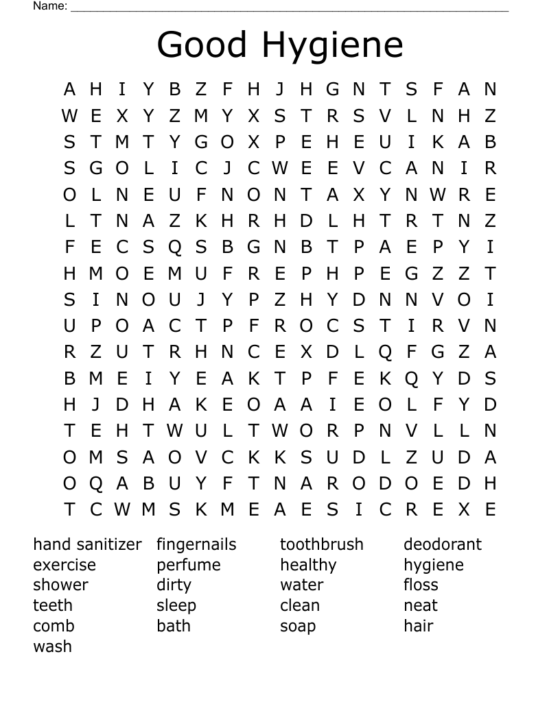 Good Hygiene Word Search