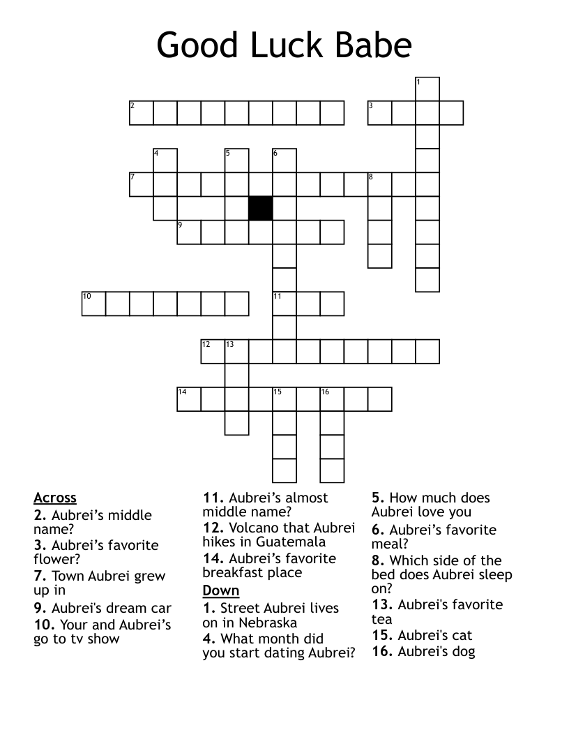 Good Luck Babe Crossword