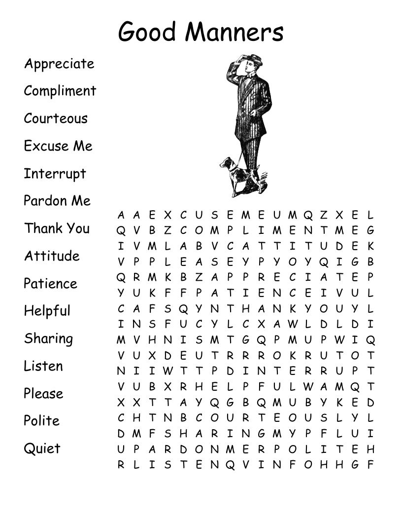 Good Manners Word Search