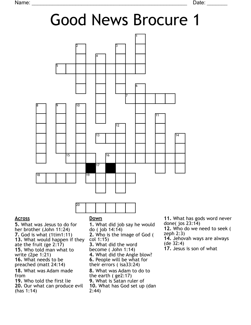 Good News Brocure 1 Crossword