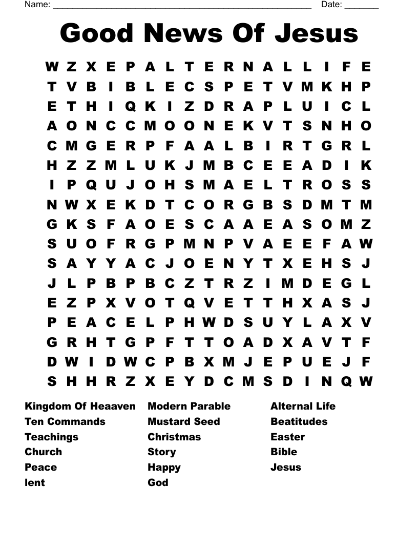 Good News Of Jesus Word Search