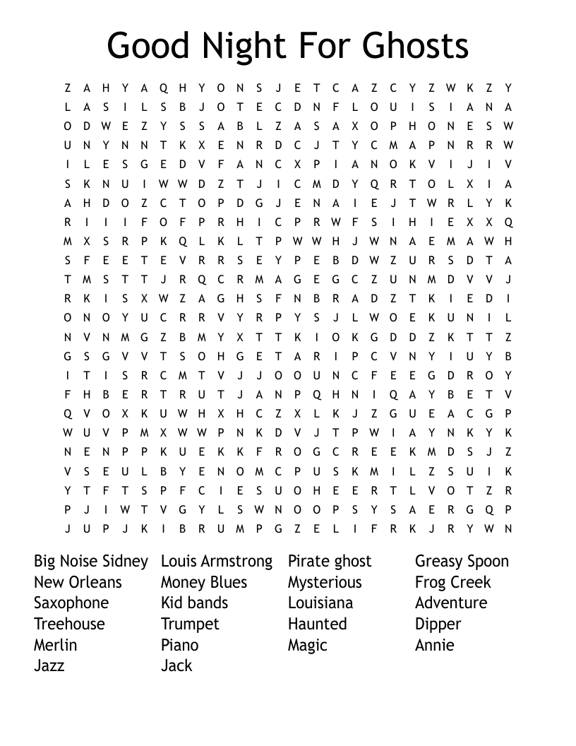 Good Night For Ghosts Word Search