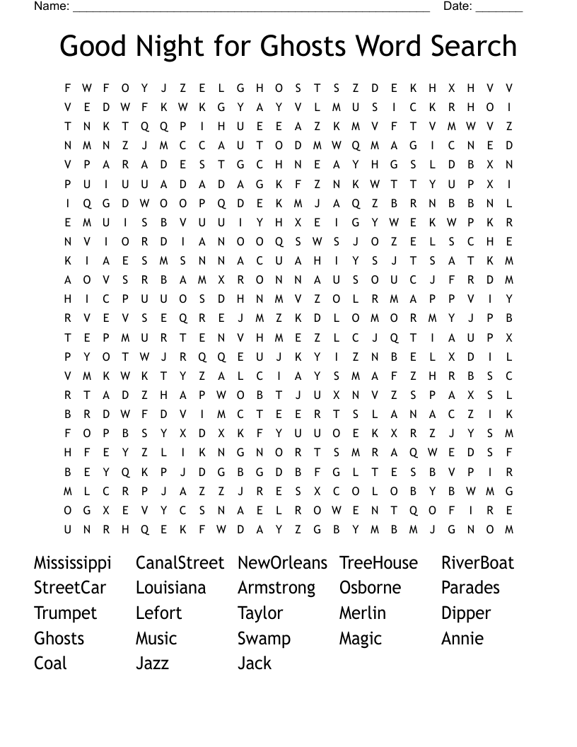 Good Night for Ghosts Word Search