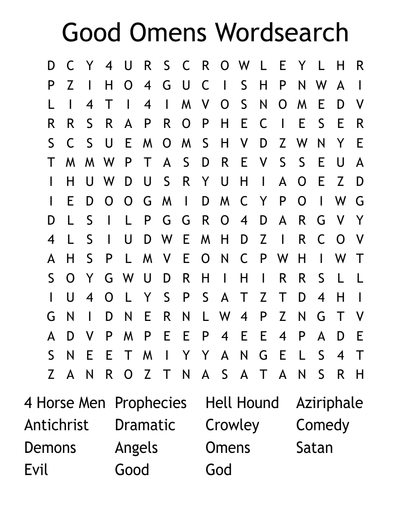 Good Omens Wordsearch